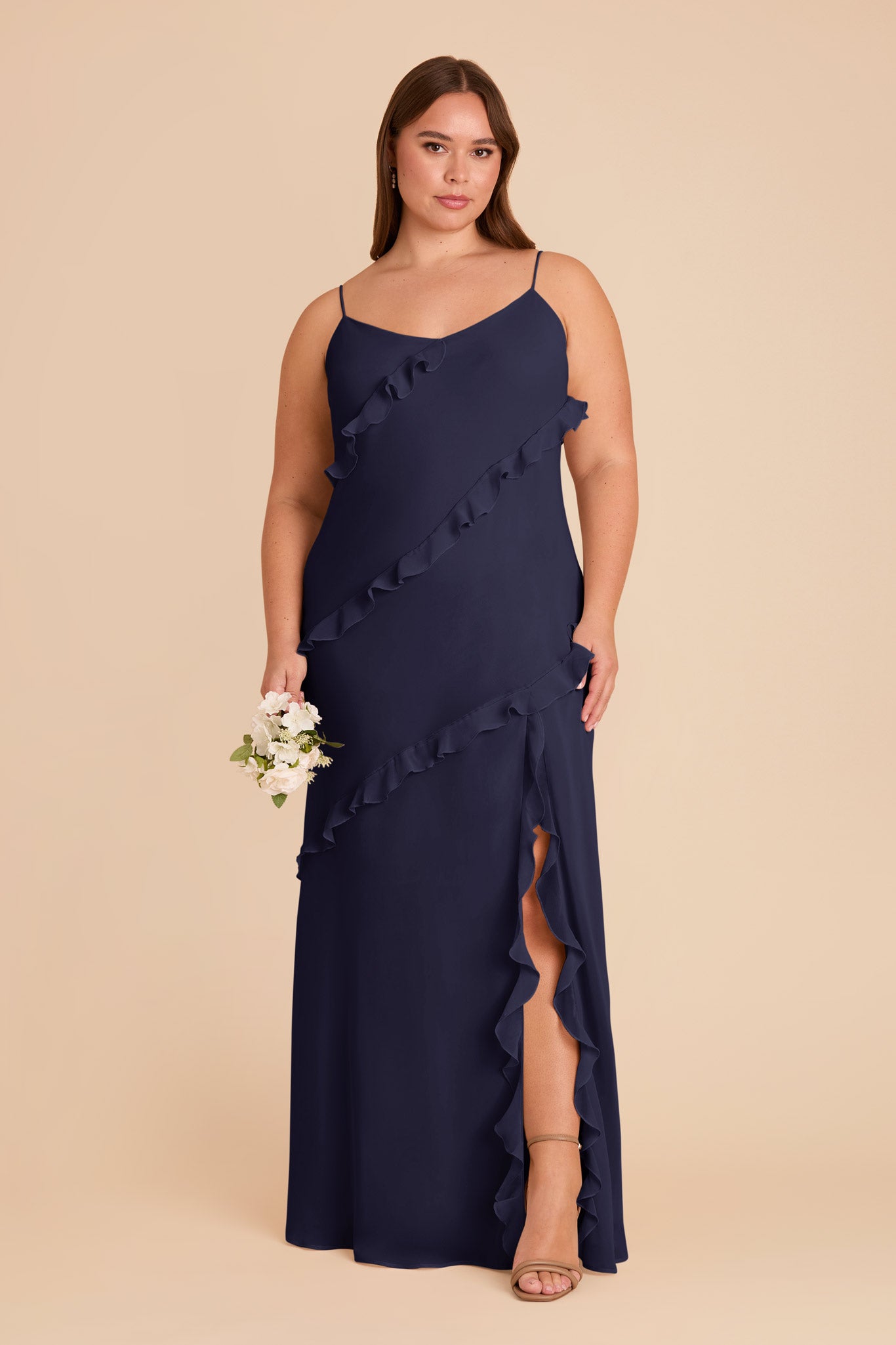 Valentina Chiffon Dress - Navy
