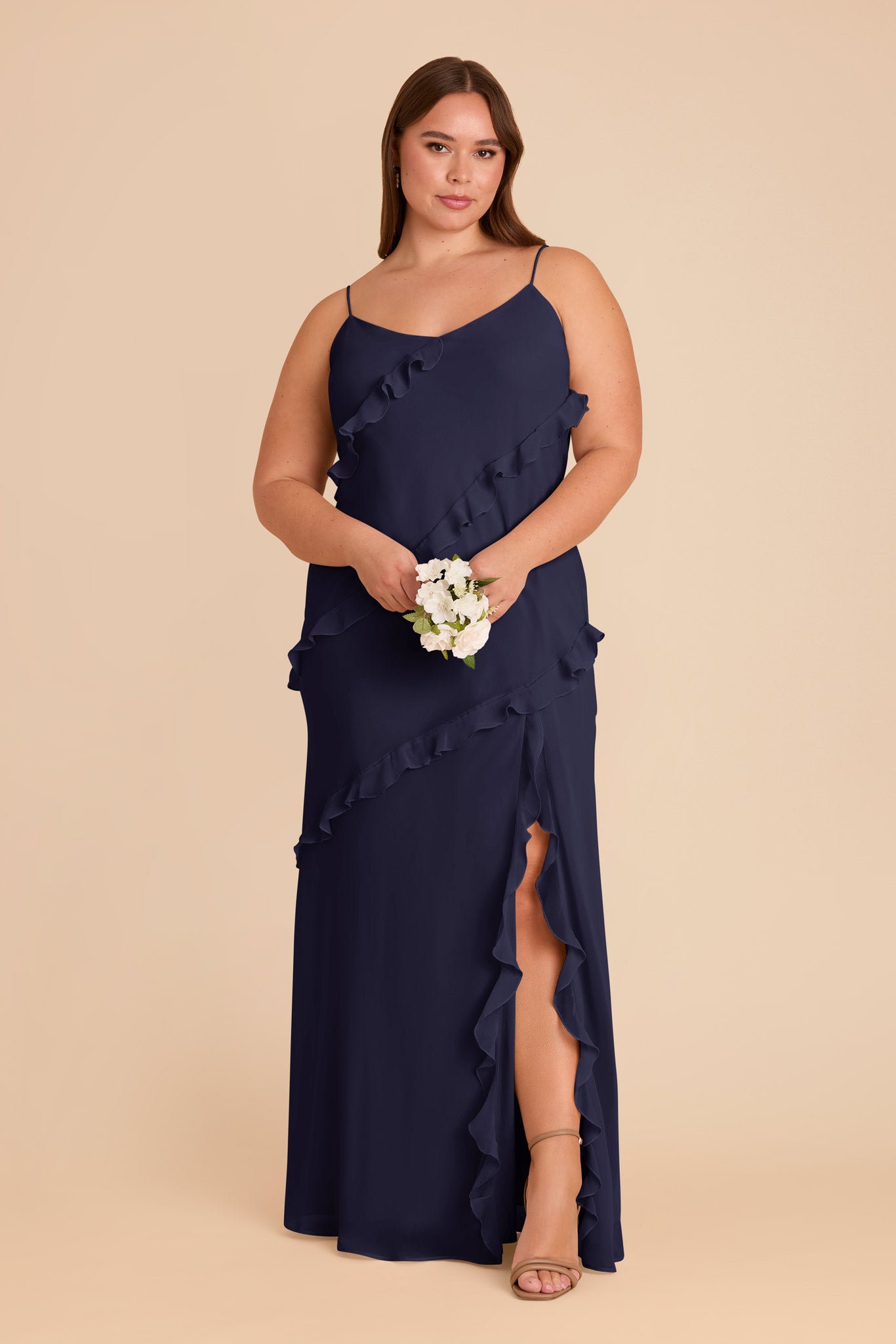 Valentina Chiffon Dress - Navy