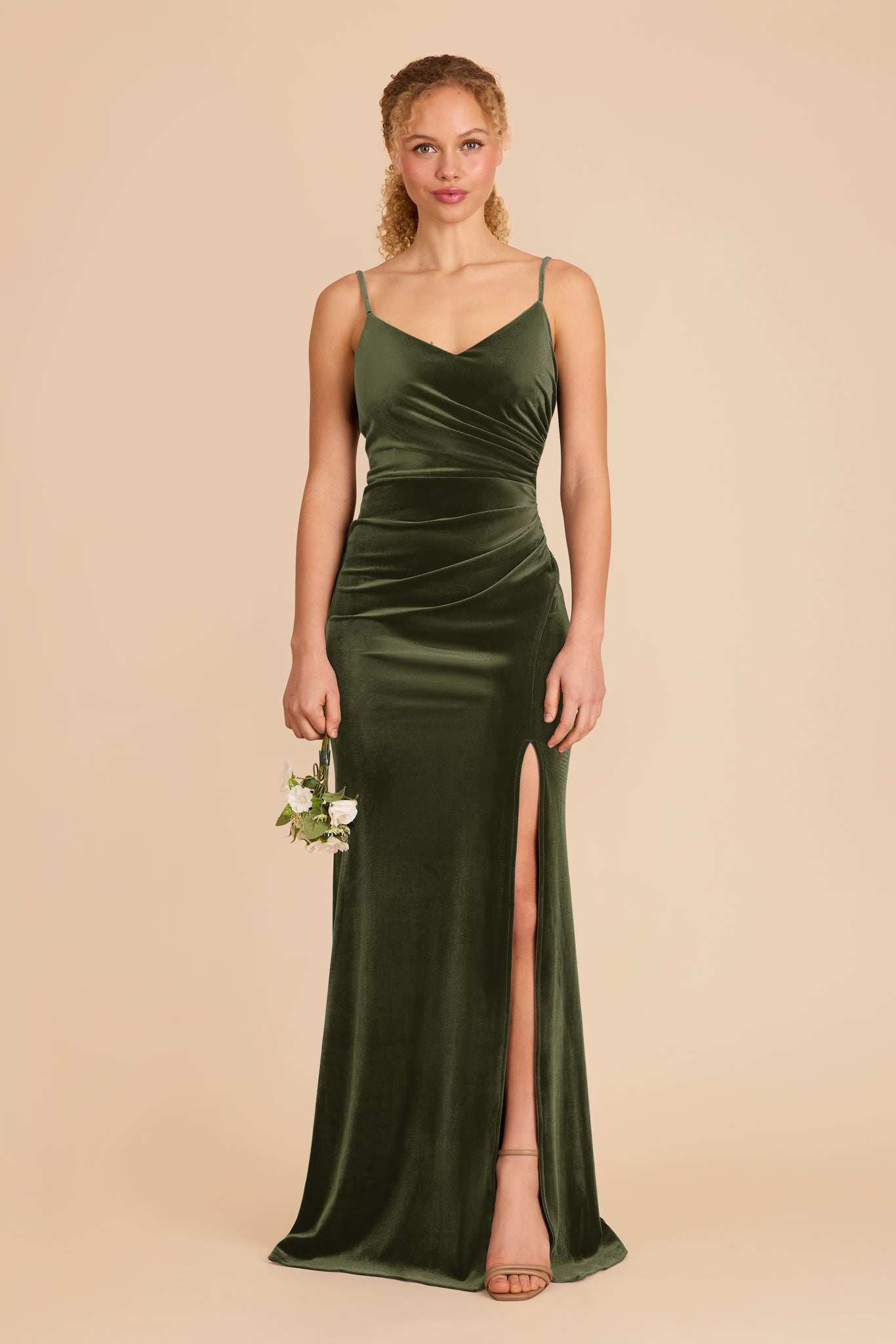 Catherine Velvet Dress - Olive