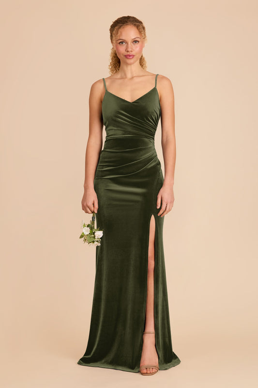 Catherine Velvet Dress - Olive