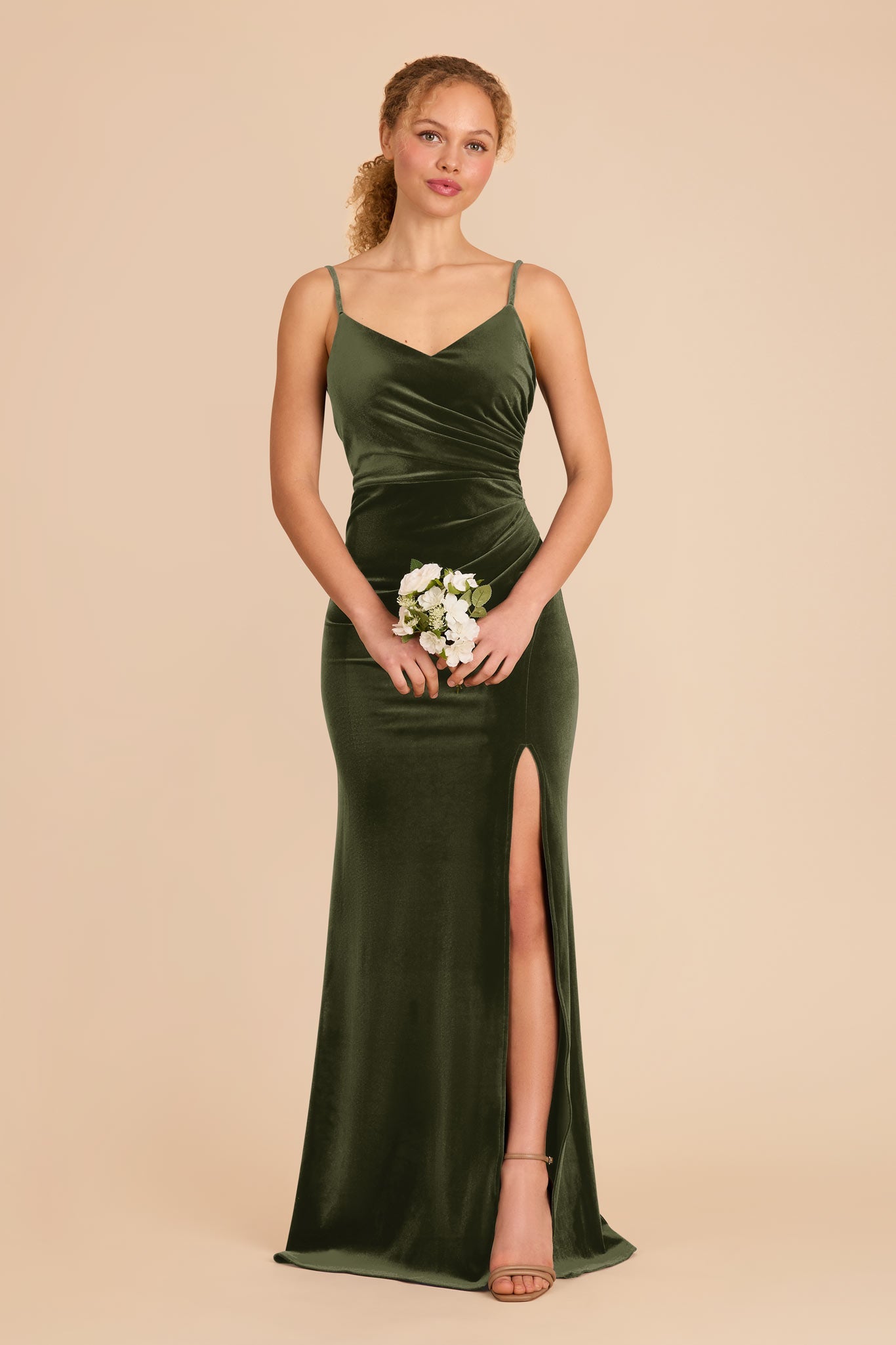 Catherine Velvet Dress - Olive