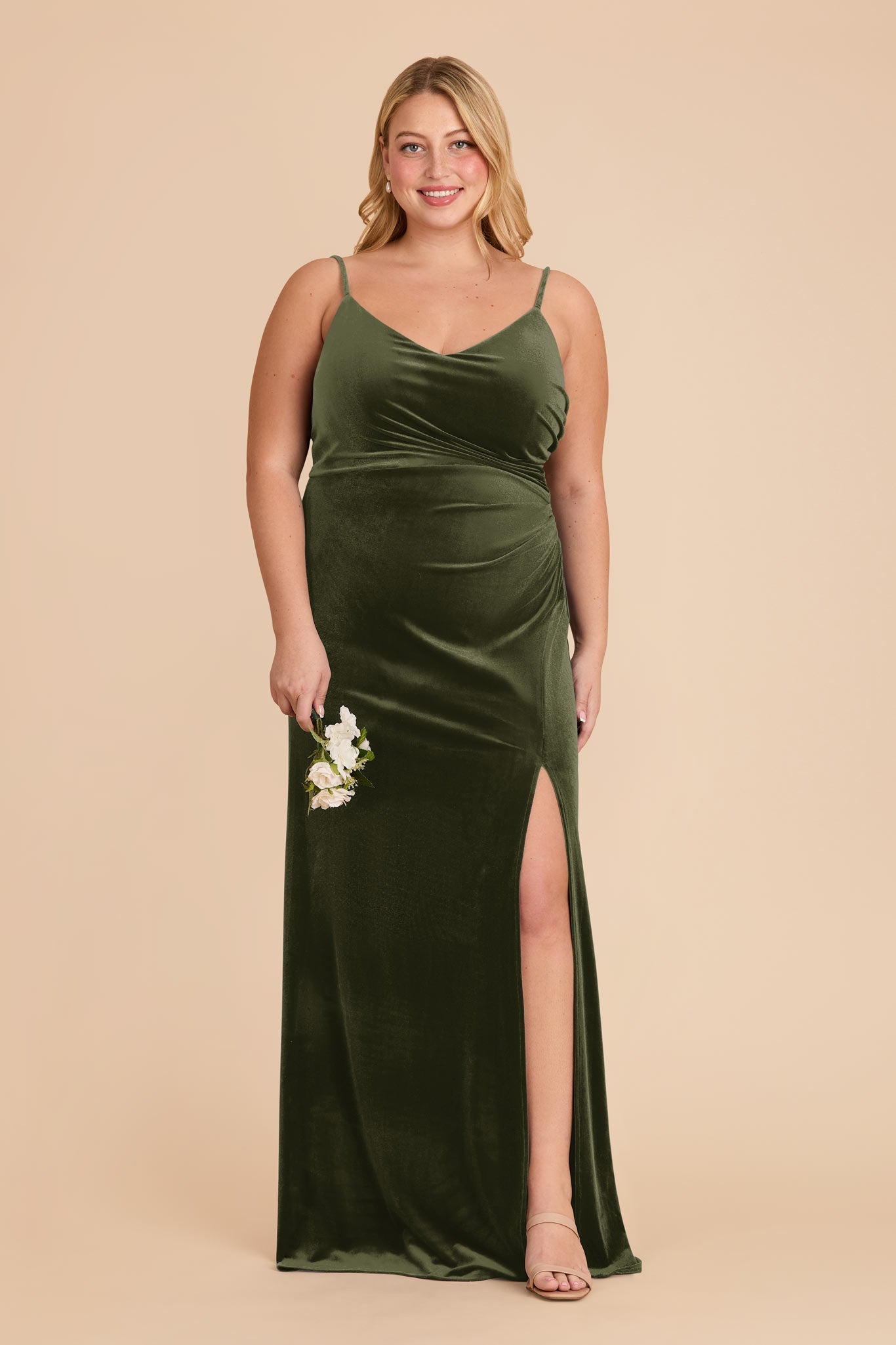 Catherine Velvet Dress - Olive