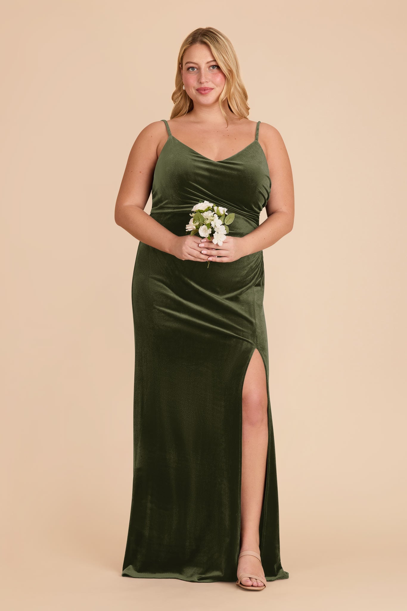Catherine Velvet Dress - Olive