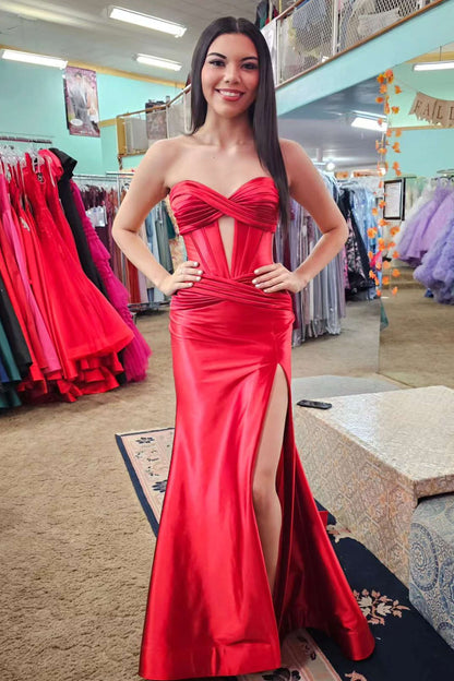 Brylee| Sweetheart Satin Mermaid Long Prom Dress