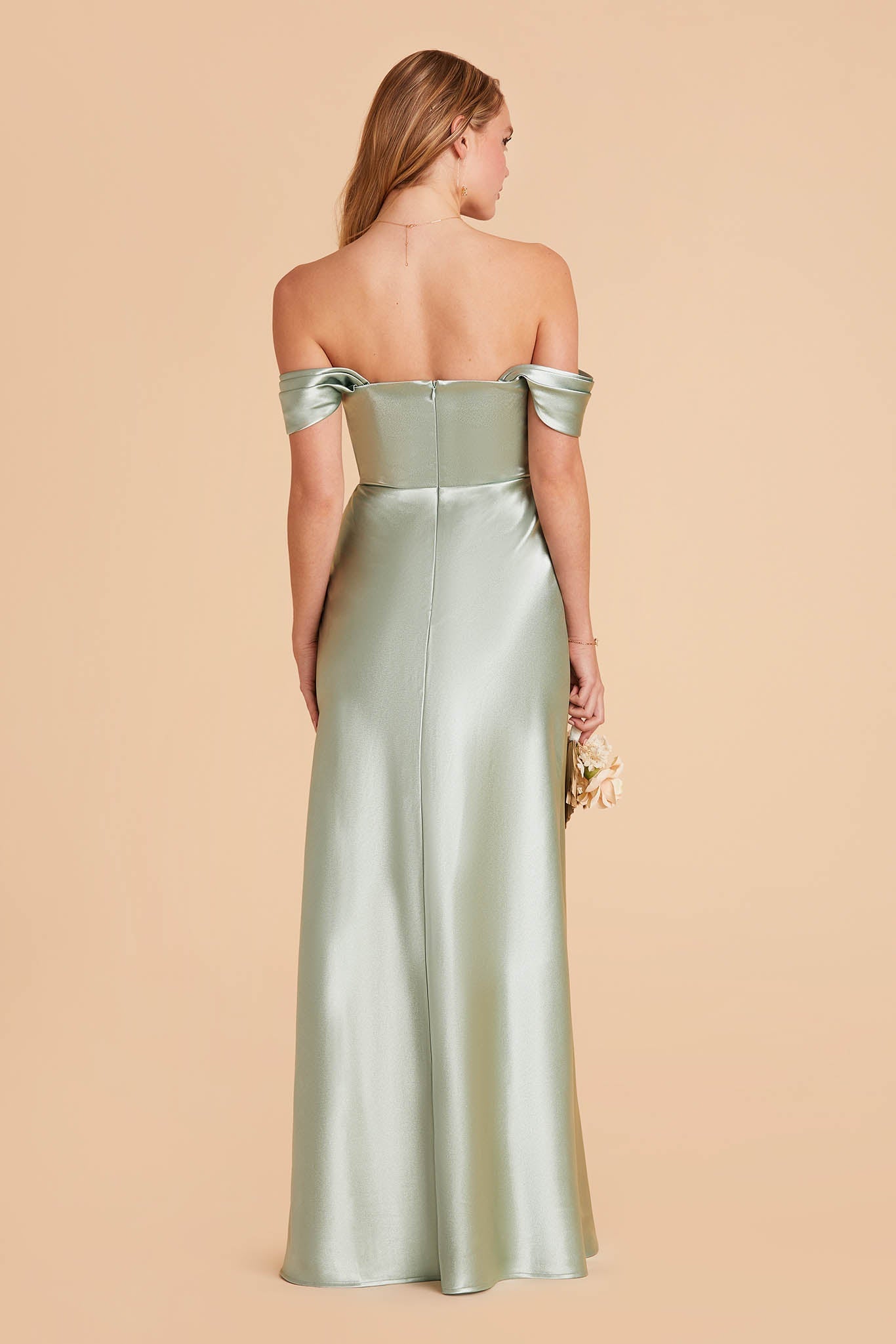 Mia Shiny Satin Convertible Dress - Sage