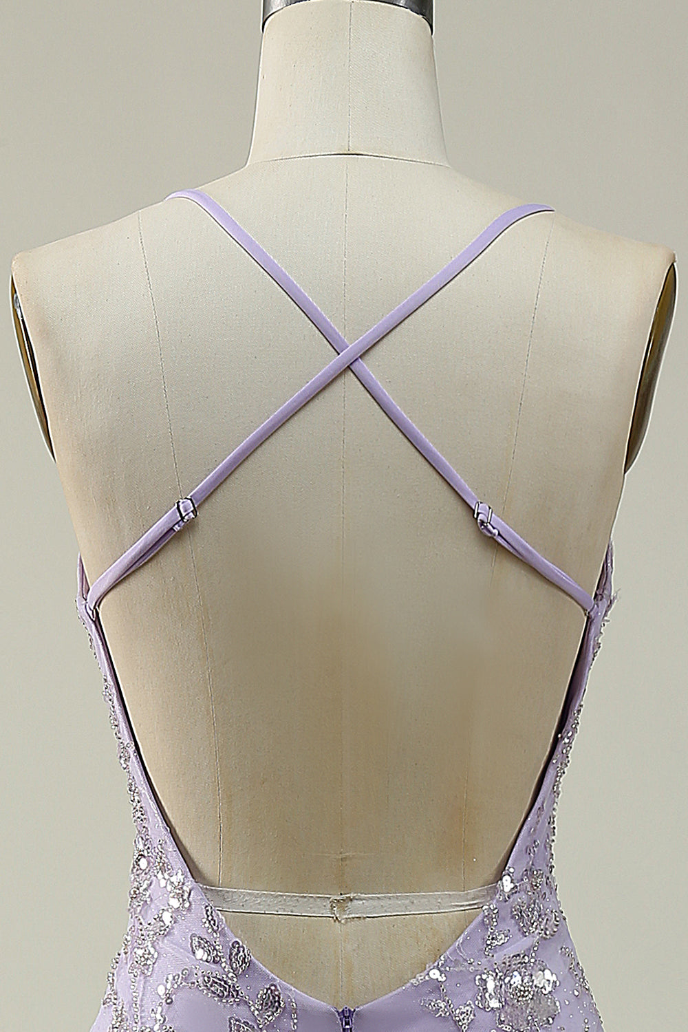 Mermaid Spaghetti Straps Purple Long Prom Dress with Beading